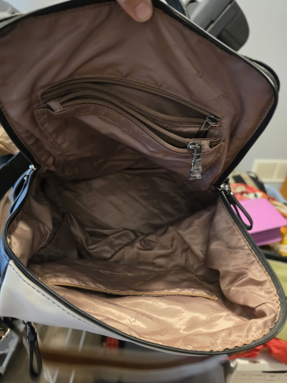 Canvas Drawstring Backpack - Cream - Picture 3 of 4